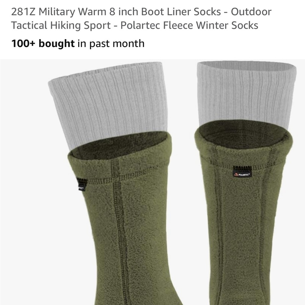 Military Warm Boot Liner Socks - Olive Green and Gray